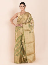 KAVVYA GREEN ORGANZA SILK WEAVING SAREE